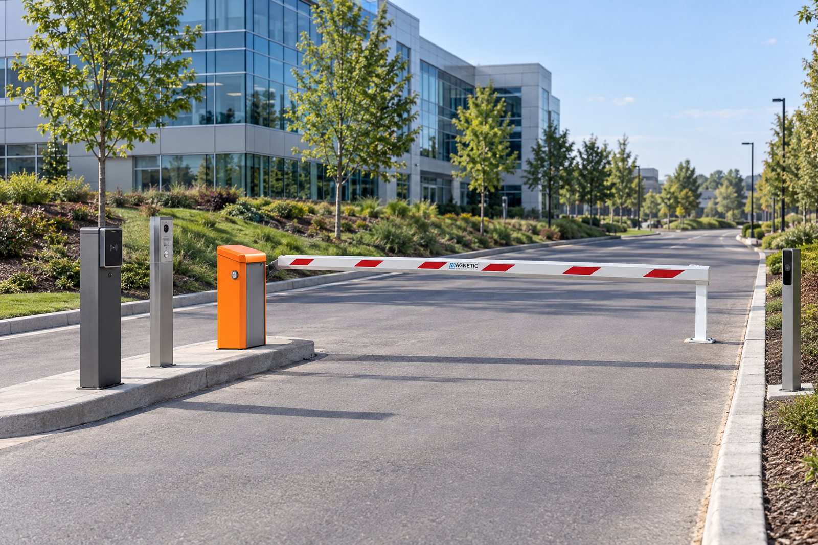 Access Control Lane barrier gate at a business park