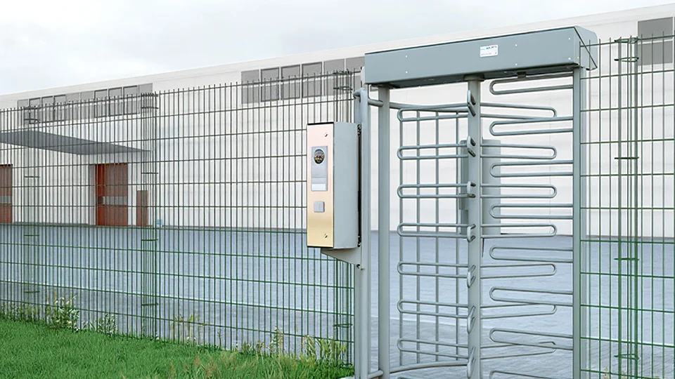 Magnetic full-height turnstile at a secured perimeter