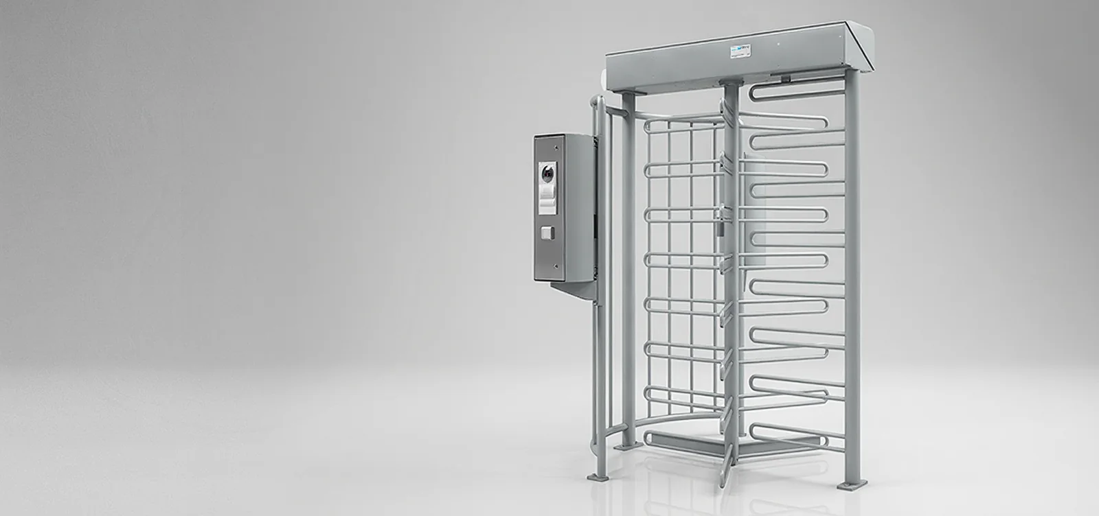 Magnetic MPT Single full-height turnstile with reader box, galvanized steel