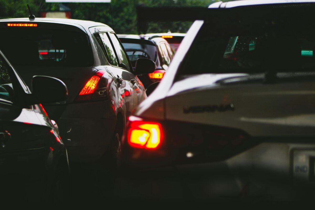 Traffic spikes installed in a busy urban area managing vehicle flow