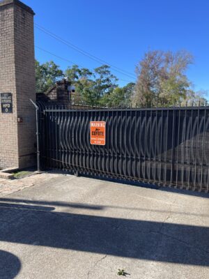traffic spikes installed on a Houston roadway to prevent wrong-way driving.